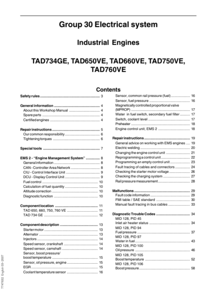 Volvo Penta TAD650VE- TAD760VE Group 30 Woskshop Manual - Image 3