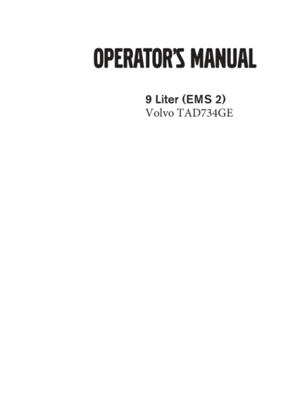 Volvo Penta TAD734GE 9 Lliter(EMS 2) Operators Manual - Image 2