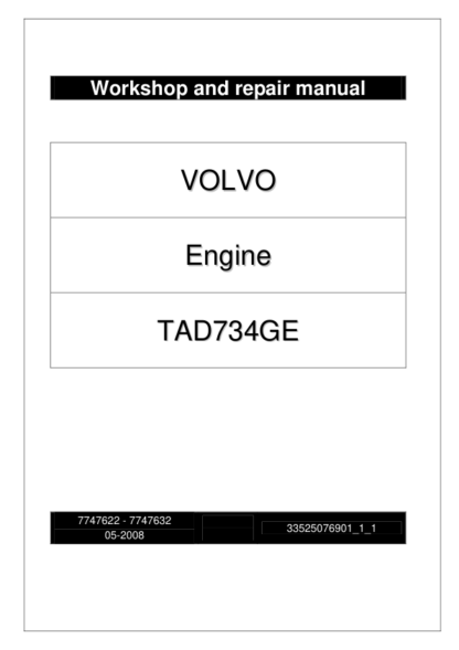 Volvo Penta TAD734GE Engine Workshop and Repair Manual - Image 2