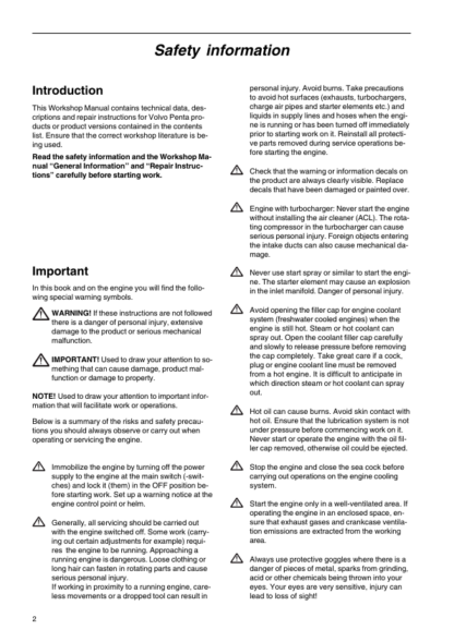 Volvo Penta TAMD61A- TAMD72WJ-A Engine Workshop Manual - Image 4