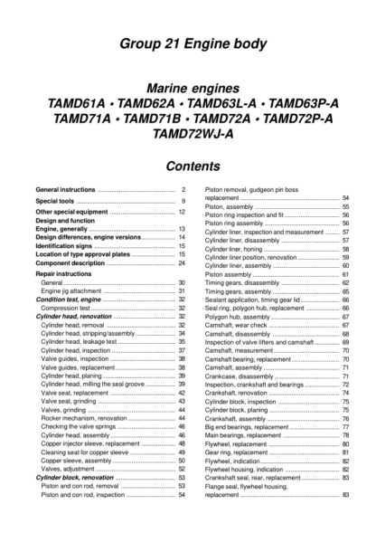 Volvo Penta TAMD61A- TAMD72WJ-A Engine Workshop Manual - Image 3