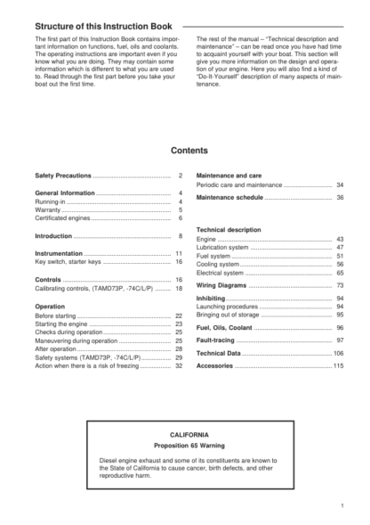 Volvo Penta TAMD63LP, TAMD71B, TAMD73PWJ, TAMD74CLP Instruction Manual - Image 3