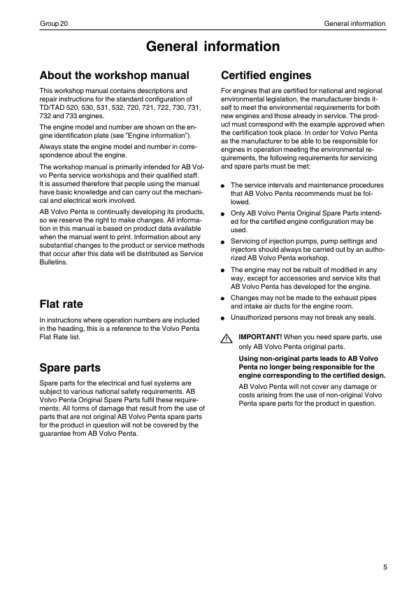 Volvo Penta TD520GE- TAD730731732733GE Group 20-26 Workshop Manual - Image 5