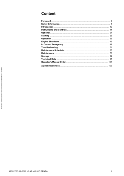 Volvo Penta V8-270, V8-225, V8-300, V8-320 Operators Manual - Image 3