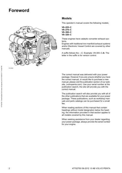 Volvo Penta V8-270, V8-225, V8-300, V8-320 Operators Manual - Image 4