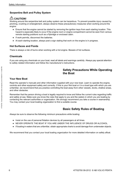 Volvo Penta V8-270, V8-225, V8-300, V8-320 Operators Manual - Image 7