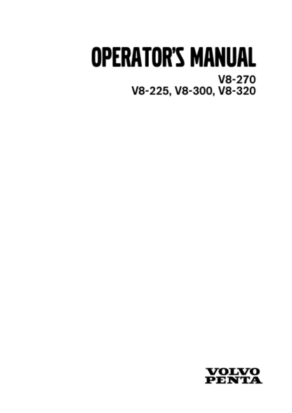 Volvo Penta V8-270, V8-225, V8-300, V8-320 Operators Manual - Image 2