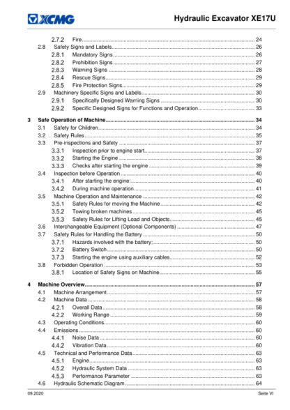 XCMG XE17U Operator Manual - Image 4