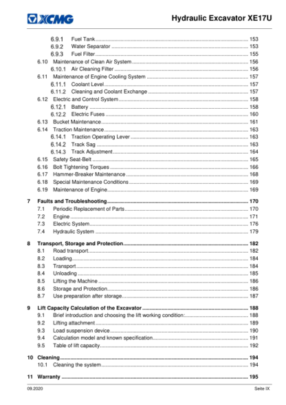 XCMG XE17U Operator Manual - Image 7