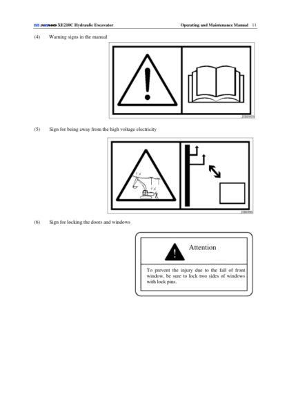 XCMG XE210C Excavator Operation and Maintenance Manual - Image 6
