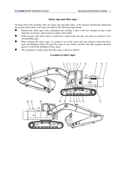 XCMG XE210C Excavator Operation and Maintenance Manual - Image 7