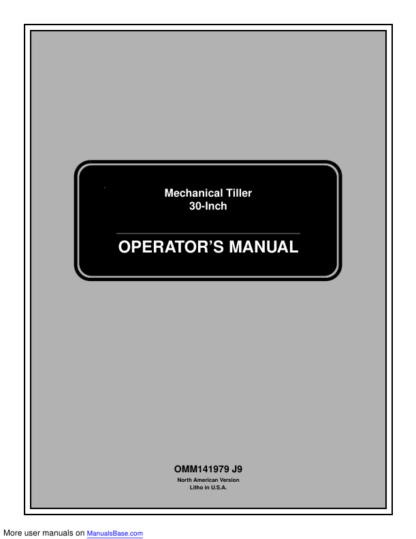 John Deere 30-Inch Mechanical Tiller Operators Manual - Image 2