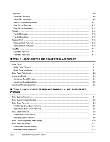 Bobcat 2100 2100S Utility Vehicle Service Manual 6901987 - Image 4