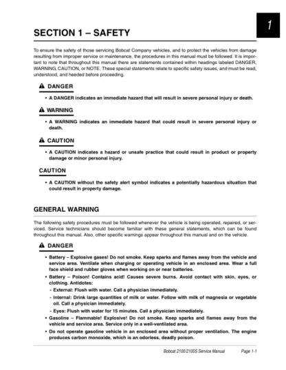 Bobcat 2100 2100S Utility Vehicle Service Manual 6901987 - Image 7