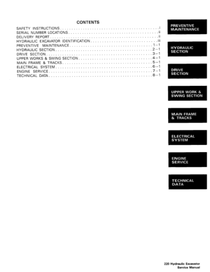 Bobcat 220 Excavator Service Manual SN 15001 - Image 7