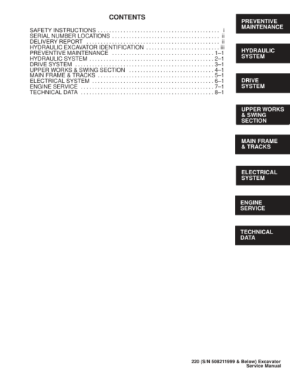 Bobcat X220 Excavator Service Manual SN 508211999 - Image 3