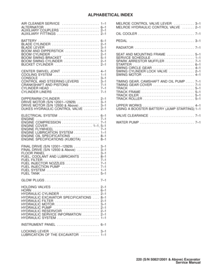Bobcat X220 Excavator Service Manual SN 508212001 - Image 3