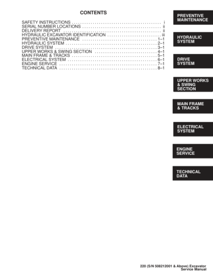 Bobcat X220 Excavator Service Manual SN 508212001 - Image 5