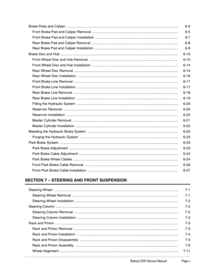 Bobcat 2200 Utility Vehicle Service Manual 6903129 - Image 5