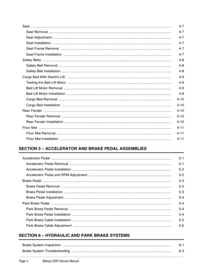 Bobcat 2200 Utility Vehicle Service Manual 6903129 - Image 4