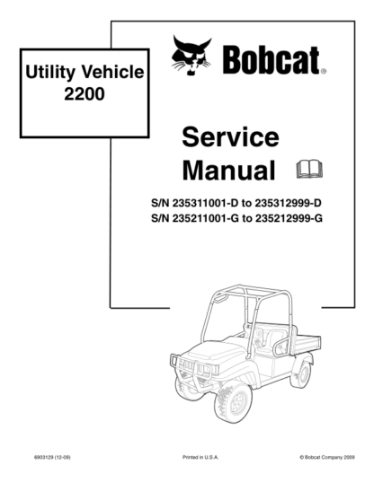 Bobcat 2200 Utility Vehicle Service Manual 6903129 - Image 2