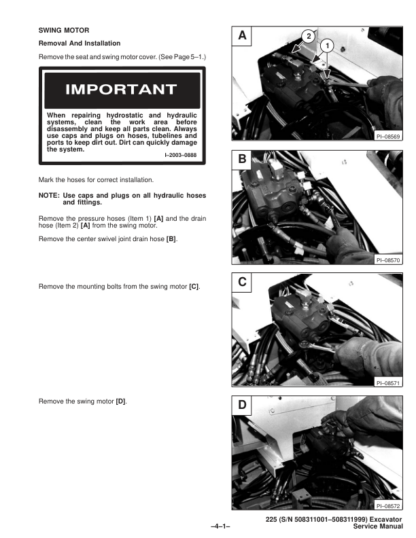 Bobcat X225 Excavator Service Manual SN 508311001 508311999 - Image 7