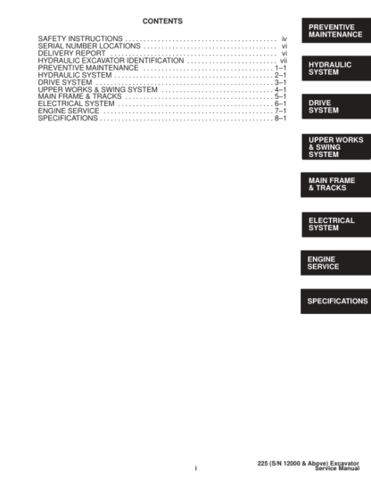 Bobcat X225 Excavator Service Manual SN 508312000 - Image 3