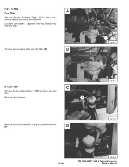 Bobcat X231 Excavator Service Manual SN 508911999 - Image 7