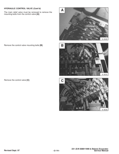 Bobcat X231 Excavator Service Manual SN 508911999 - Image 10