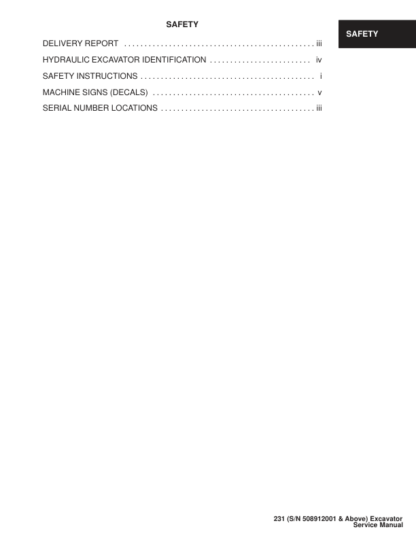 Bobcat X231 Excavator Service Manual SN 508912001 - Image 5