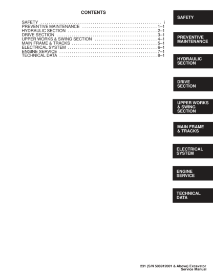 Bobcat X231 Excavator Service Manual SN 508912001 - Image 3