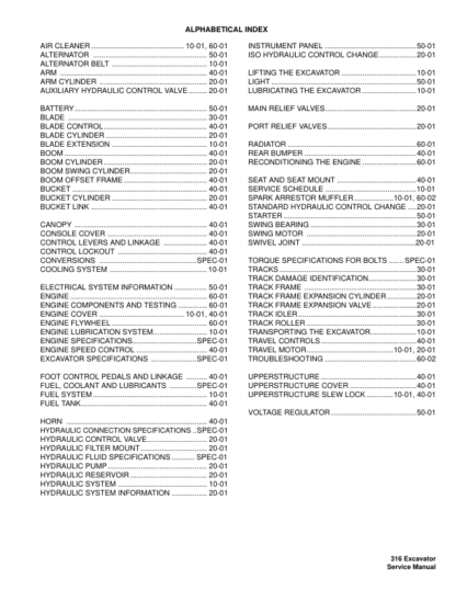 Bobcat 316 Excavator Service Manual SN 522811001 522911001 - Image 3