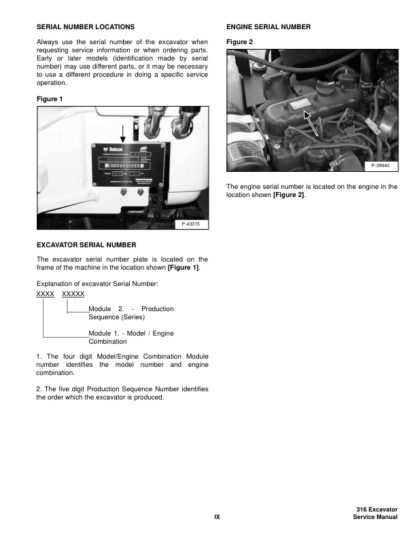 Bobcat 316 Excavator Service Manual SN 522811001 522911001 - Image 8