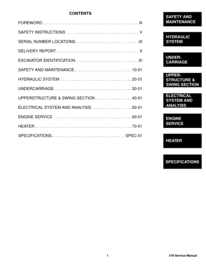 Bobcat 319 Excavator Service Manual SN 563311001 - Image 4