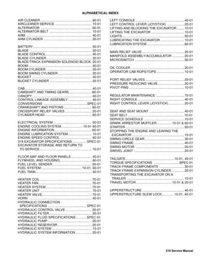 Bobcat 319 Excavator Service Manual SN 563311001 - Image 3