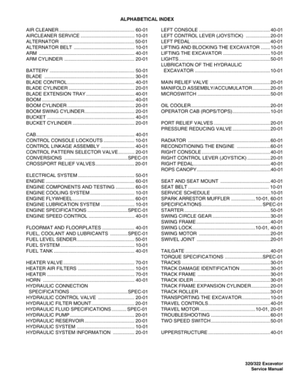 Bobcat 320 322 Excavator Service Manual SN 223911001 224011001 - Image 3