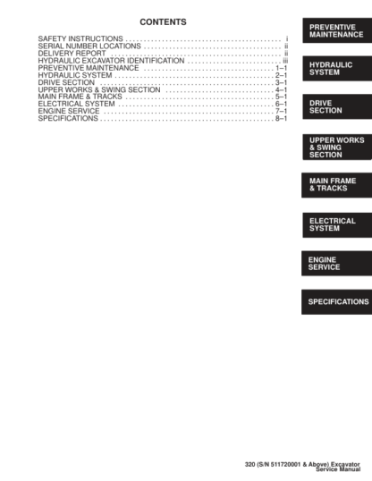 Bobcat X320 Excavator Service Manual SN 511720001 - Image 3
