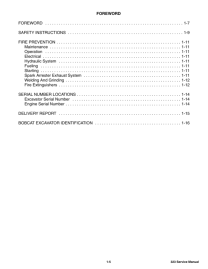 Bobcat 323 Excavator Service Manual SN 562411001 (6-11) - Image 5