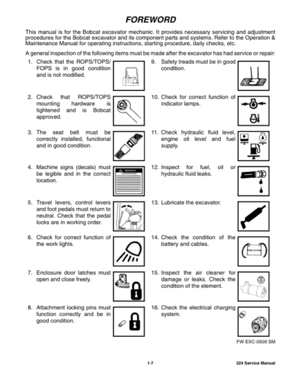 Bobcat 324 Excavator Service Manual SN AKY511001 - Image 6