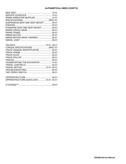 Bobcat 325 328 Excavator Service Manual SN 234111001 234211001 - Image 4