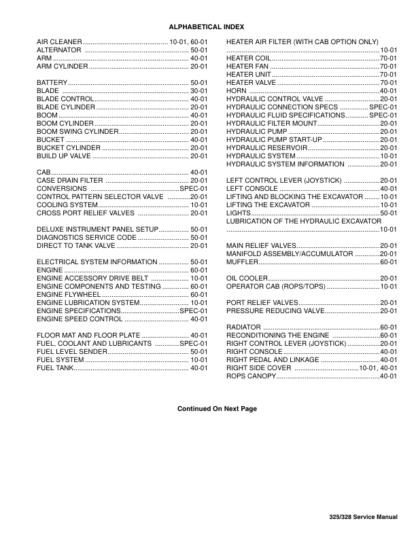 Bobcat 325 328 Excavator Service Manual SN 234111001 234211001 - Image 3