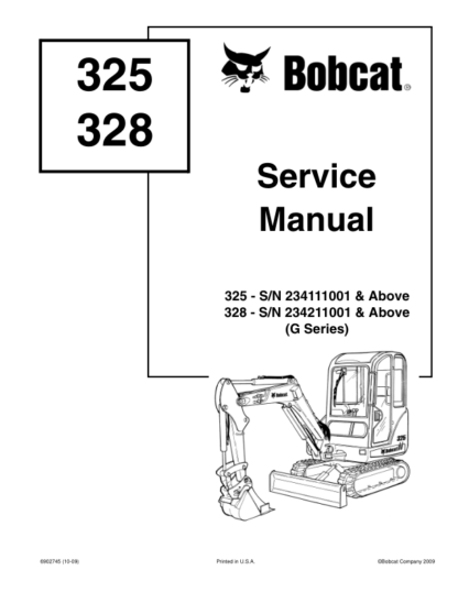 Bobcat 325 328 Excavator Service Manual SN 234111001 234211001 - Image 2