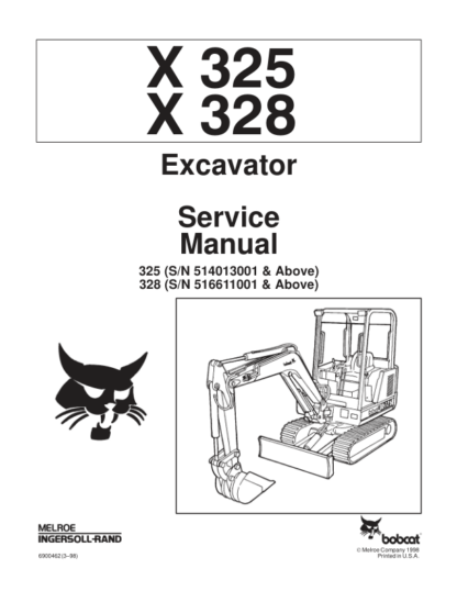 Bobcat X325 X328 Excavator Service Manual SN 514013001 516611001 - Image 2