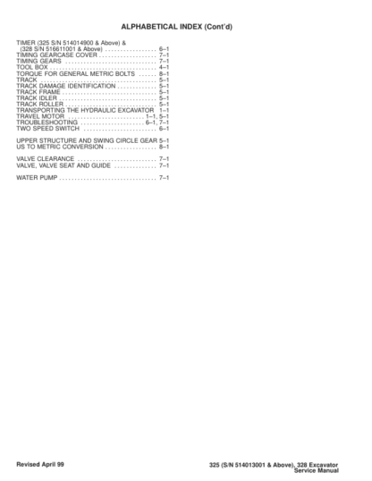 Bobcat X325 X328 Excavator Service Manual SN 514013001 516611001 - Image 4