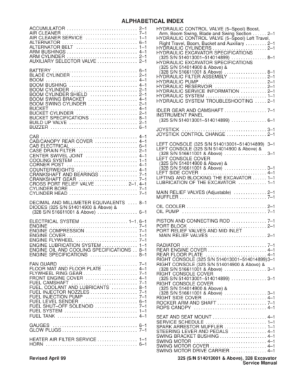 Bobcat X325 X328 Excavator Service Manual SN 514013001 516611001 - Image 3
