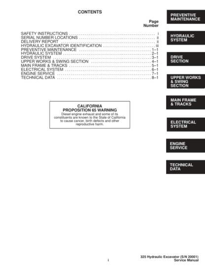 Bobcat X325 Excavator Service Manual SN 511820001 - Image 5