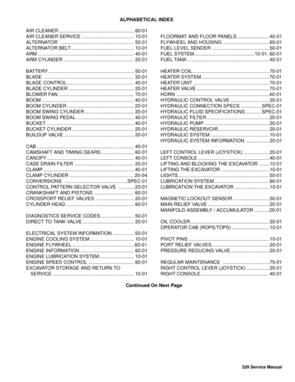 Bobcat 329 Excavator Service Manual SN A2PG11001 - Image 3