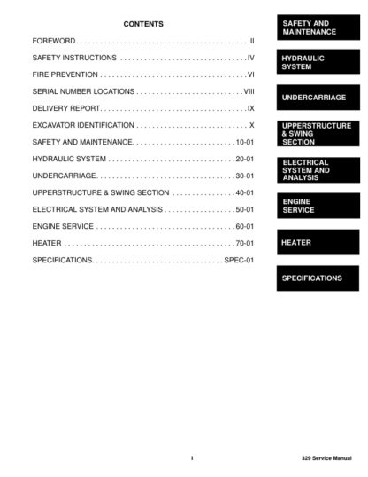 Bobcat 329 Excavator Service Manual SN A2PG11001 - Image 5