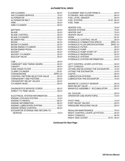 Bobcat 329 Excavator Service Manual SN AACL11001 A9K211001 - Image 3