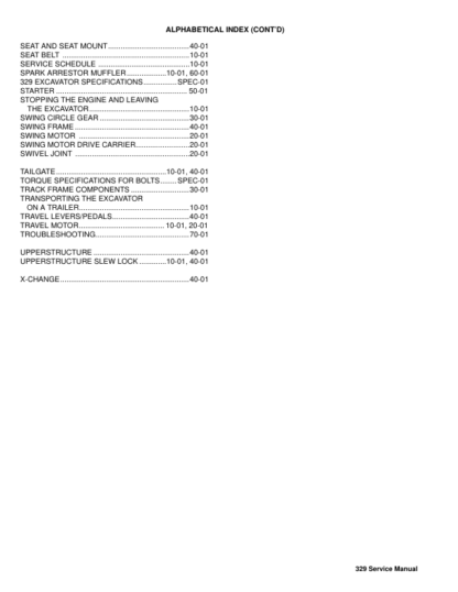 Bobcat 329 Excavator Service Manual SN AACL11001 A9K211001 - Image 4